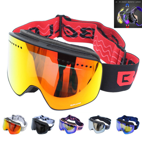 Gafas de esquí con lentes polarizadas magnéticas de doble capa para hombre y mujer, lentes de esquí antiniebla, UV400, protección para Snowboard ► Foto 1/6