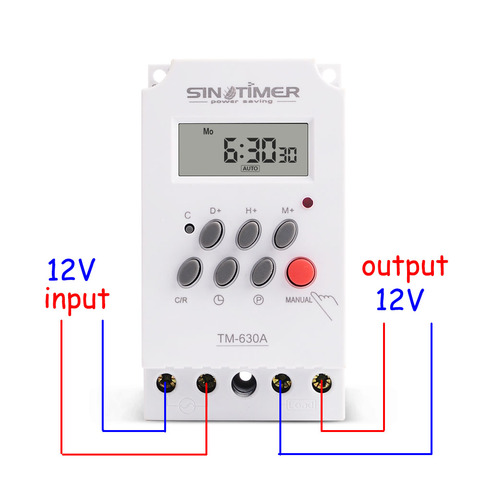 Entrada de 12V CC, 7 días, programable, 24 horas, miniinterruptor temporizador, relé de tiempo de salida, carga, alta potencia, 30a ► Foto 1/6