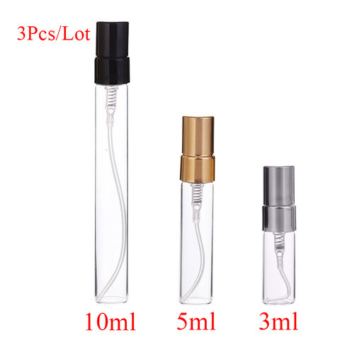 3 uds 5ml 10ml recargable Mini Perfume Spray botella aluminio atomizador en Spray portátil, para cosméticos, para viajes contenedor botella de Perfume ► Foto 1/6