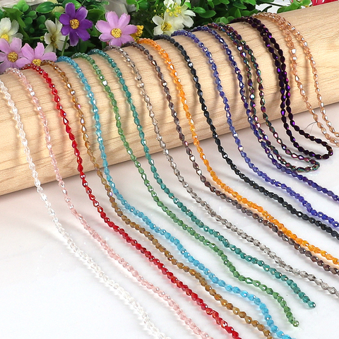 Cuentas de cristal de 3x5mm con forma de gota de agua, brillantes, colores AB, accesorios de fabricación de joyería para mujer, 100 Uds./cadena ► Foto 1/6