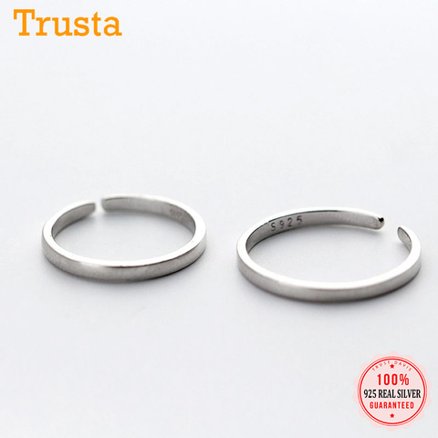 Trustdavis auténtico minimalista de Plata de Ley 925 de moda Simple liso anillo ajustable para hombre y mujeres joyería de la boda DA1090 ► Foto 1/6
