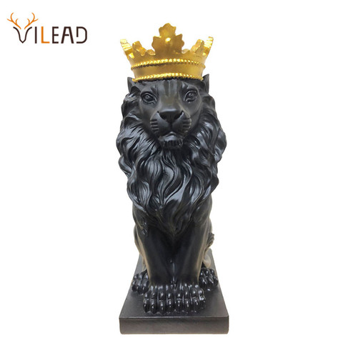 VILEAD de oro corona León estatua real nórdicos artesanía casa Decoración Oficina Rey León modelo arte de animales escultura ► Foto 1/6