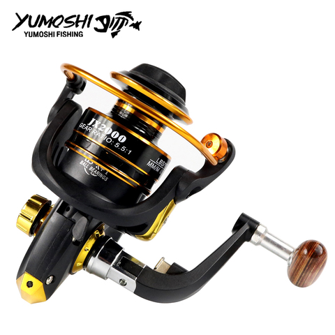 YUMOSHI-carrete de pesca giratorio de Metal, 13 + 1BB, rueda Superior para pesca de agua dulce y salada, serie 1000-7000, 5,5: 1 rueda ► Foto 1/6