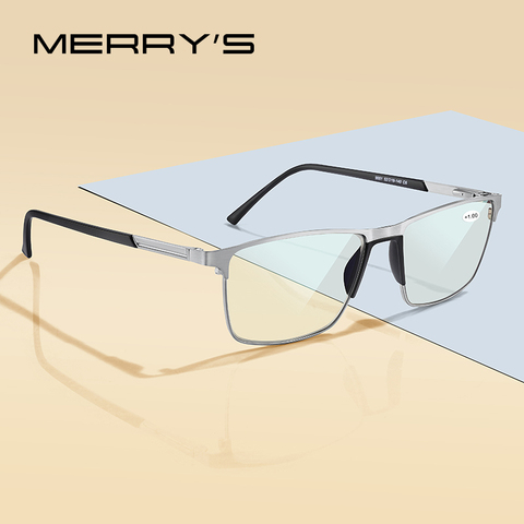 MERRYS-gafas de lectura con bloqueo de luz azul para hombre, lentes CR-39 de resina, gafas asféricas + 1,00 + 1,50 + 2,00 + 2,50 S2001FLH ► Foto 1/6