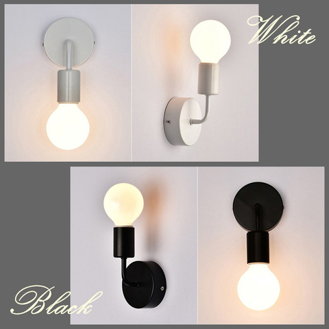 Moderno E27 lámpara de pared nórdicos de hierro simple y elegante pared + lámpara led bombilla de luz de la pared luz interior lámpara para la decoración del hogar de la lámpara ► Foto 1/6