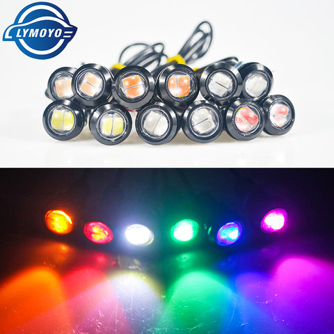 Uds Drl luces Led de niebla Auto 18MM ojo de águila del coche DRL luces para automóviles 5630 2SMD 12V 2W de la lámpara de cola impermeable reverso lámpara ► Foto 1/6