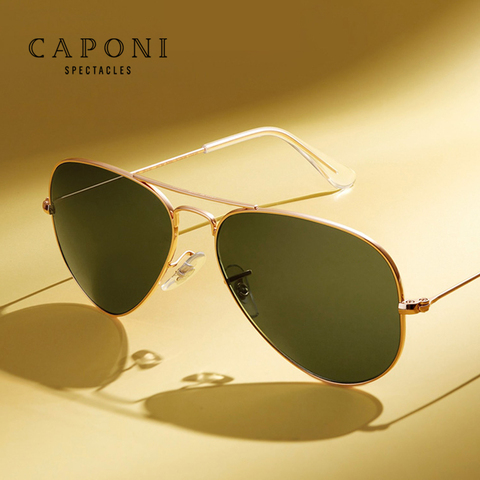 CAPONI Avation-gafas de sol polarizadas para hombre, lentes con corte de rayos UV, marco de puente doble, para piloto, CP5103 ► Foto 1/6