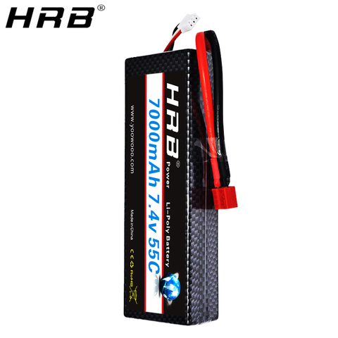 HRB-carcasa rígida 2S2P para coche, 7,4 V, 7000mah, 2S, 55C, batería Lipo TRX T Deans XT60 EC5 XT90 para Traxxas SCX10, coche, avión estilo, camión FPV, piezas de control remoto ► Foto 1/6