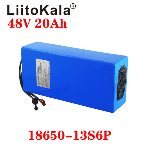LiitoKala-Batería de litio para bicicleta eléctrica, sistema de carga de vehículos eléctricos híbridos con enchufe BMS T XT60 integrado, potencia de 18650, 48V, 20 Ah, 13s6p, 48V, 20 Ah, 1000W, largo ciclo de vida ► Foto 1/4