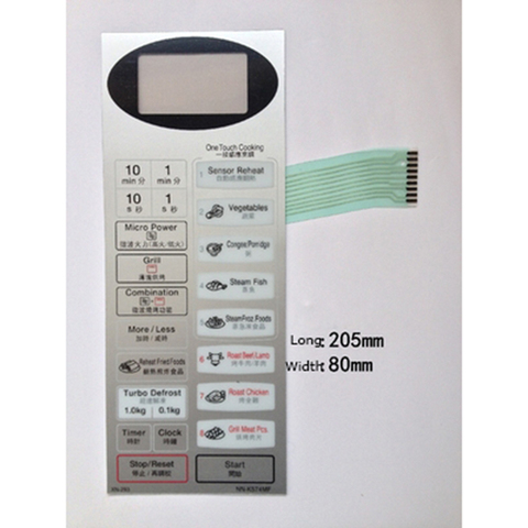 Interruptor de membrana de horno microondas de repuesto, panel de Control táctil, NN-K574MF, 20x80mm ► Foto 1/1