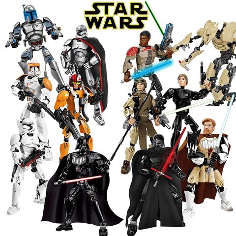 Figuras de Star Wars 9, juguete de bloques de construcción, Kylo Ren, Chewbacca, Darth Vader, Boba, Jango Fett, Stormtrooper, Compatible con regalo de bloques ► Foto 1/6