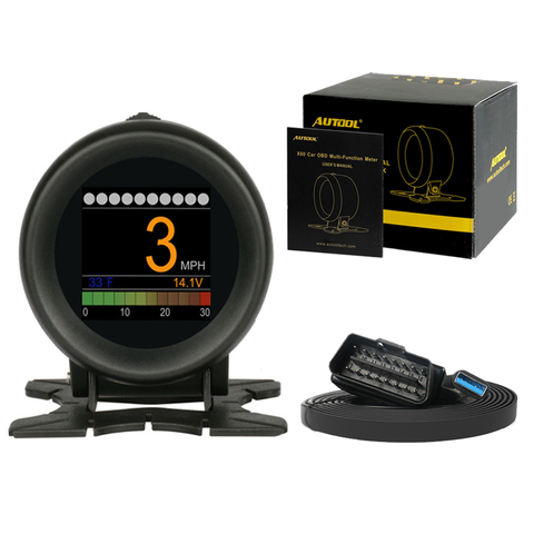 AUTOOL X60 cabeza arriba pantalla Hud Obd Ii 2 coche medidor Digital alarma velocidad aceite agua temperatura medidor Odb2 velocímetro auto herramienta de diagnóstico ► Foto 1/6