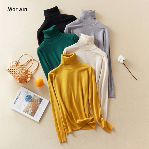 Marwin-Tops con cuello vuelto para mujer, jerseys gruesos de cuello alto, suéter de punto para mujer de calle, otoño e invierno, novedad ► Foto 1/6