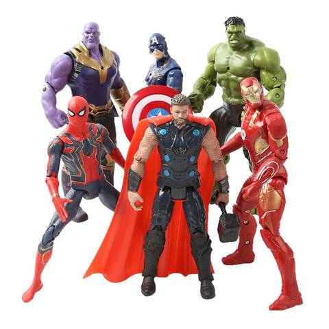 16CM Los vengadores de Marvel cifras Capitán América Spiderman Thanos Hulk Iron Man Thor figuras de acción de juguete chico niños regalos de navidad ► Foto 1/6