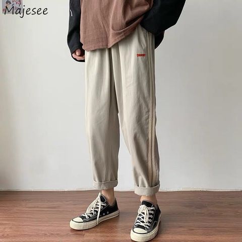 Pantalones de estilo coreano para hombre, pantalón informal, holgado, recto, de retales, longitud hasta el tobillo, transpirable, talla grande 3XL, Ulzzang ► Foto 1/6