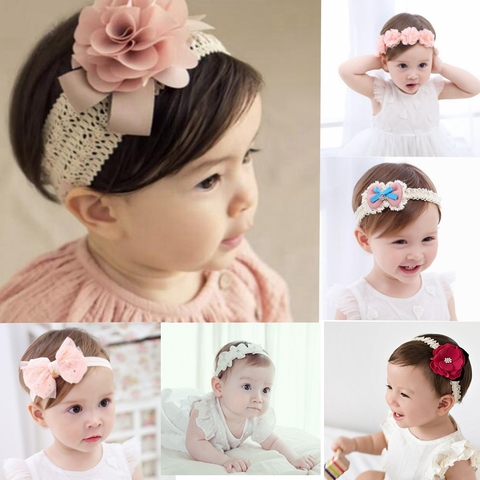 Diadema de bebé coreana con flores para recién nacidos, diademas niñas accesorios para el cabello hágalo usted mismo, joyería para niños, accesorios para fotos fotográficas ► Foto 1/6