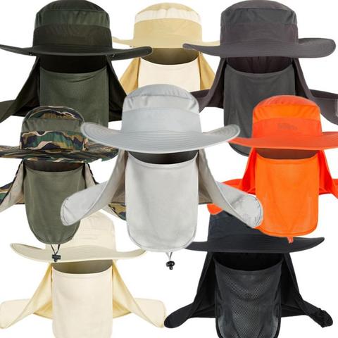 Gorros de pescador con estampado de camuflaje, gorra de pescador con protección UV para el sol, malla de protección, cuello desmontable, cara ► Foto 1/1