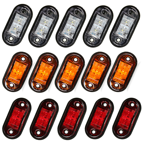 10 Uds luz de advertencia de diodo de luz LED Oval de camión de remolque naranja rojo blanco LED indicador lateral de la lámpara 12V 24V camión Accesorios ► Foto 1/6