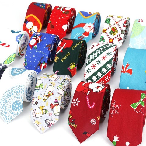 Corbata de navidad de 6cm, corbata con estampado rojo, azul y verde de papá noel, copo de nieve, árbol de navidad, para regalos de Festival, 2022 ► Foto 1/6