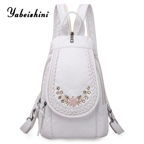 Mochila de cuero para mujer, morral escolar de alta calidad, color blanco nuevo, para chicas adolescentes, de viaje, 2022 ► Foto 1/6