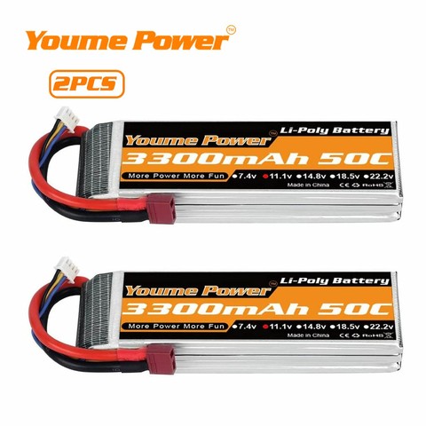 2 uds 3S Lipo 11,1 v 3300mah RC batería 50C con enchufe T Deans para coche RC vehículo Truggy avión UAV Drone FPV planeador 3D avión barco ► Foto 1/6