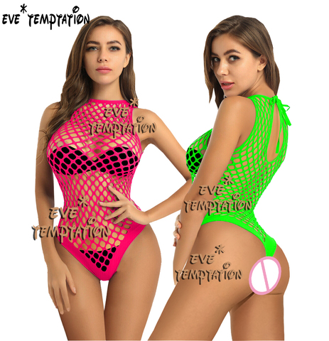 Picardías de talla grande para dormir, lencería Sexy, medias de malla para el cuerpo, Catsuit íntimo, ropa de dormir, bikini sin tirantes W119 ► Foto 1/6