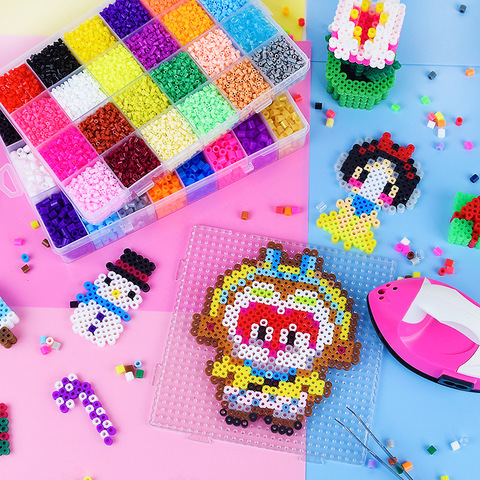 Perler-Kit de cuentas Hama de 5mm/2,6mm para niños, rompecabezas 3D DIY de juguete, manualidades creativas hechas a mano, juguete para regalo, 72 colores, 39000 Uds. ► Foto 1/6