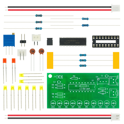 LM3915-Analizador de espectro de Audio y sonido, Kit de indicador de nivel, CC 9V-12V, 10 LED, bricolaje, juego de práctica de soldadura eléctrica, laboratorio ► Foto 1/6