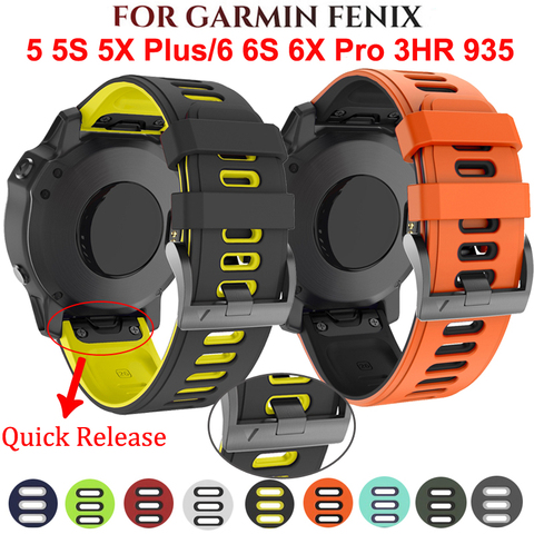 Correa de silicona deportiva para reloj Garmin Fenix, correa de silicona deportiva de 20, 22mm, 26mm, 6X, 6, 6S Pro, 5X, 5, 5S Plus, 3 HR, ajuste fácil ► Foto 1/6