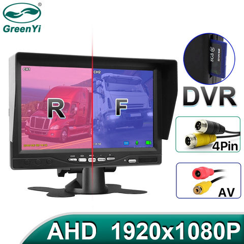 GreenYi-Monitor DVR AHD de 7 pulgadas para coche, cámara de visión trasera para vehículo, 1920x1080P, compatible con tarjeta SD, autobús y camión ► Foto 1/6