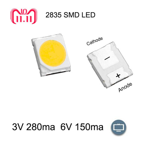 100pcs SMD LED 2835 Chips 1W 9V  Beads light White  130LM Surface Mount PCB Light Emitting Diode Lamp ► Foto 1/2