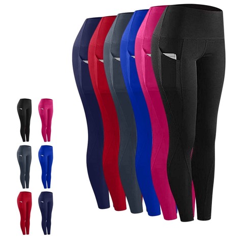 Mallas deportivas de cintura alta con bolsillo para mujer, pantalones de Yoga elásticos de entrenamiento femenino, leggings de fitness elásticos de talla grande ► Foto 1/6