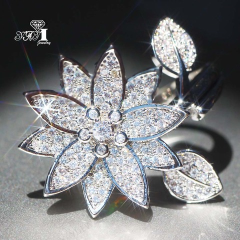 Joyería YaYI princesa corte 9,6 CT de Zircon blanco de Color plata anillos de compromiso anillos de corazón para boda fiesta anillos ajustable ► Foto 1/6