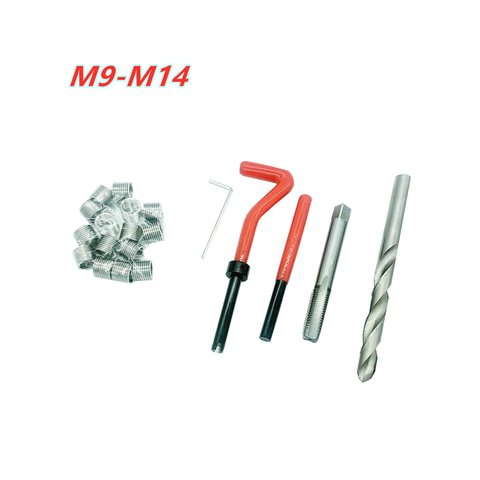 M9 M10 M11 M12 M14 coche Pro bobina taladro herramienta Métrica Kit de inserción y reparación de bobinas para Helicoil coche herramientas de reparación de grueso palanca ► Foto 1/6