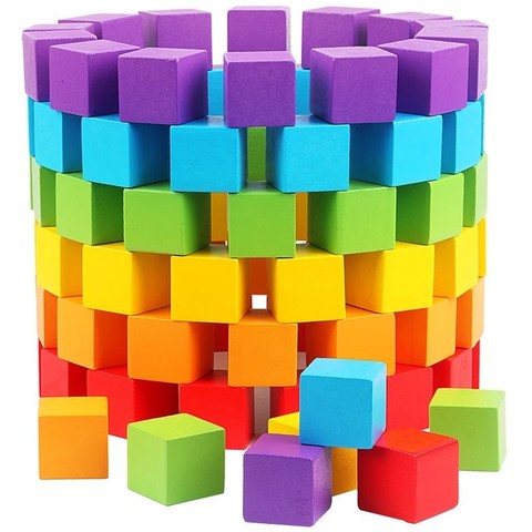 30 unids/lote 2X2CM de madera colorido cubos bloques de construcción de juguete para niños educativos de madera cuadrados dados de juego de juguetes regalos ► Foto 1/6