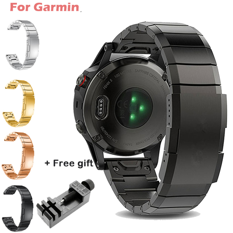 Correa de reloj de acero inoxidable, 22mm, 20mm, para Garmin Fenix 6, 6X Pro, 5, 5X Plus, 3HR, 26mm ► Foto 1/6