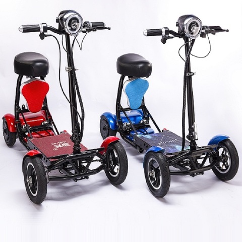 Patinete eléctrico para discapacitados, scooter plegable de cuatro ruedas con dos asientos, de litio, inteligente, para niños y adultos ► Foto 1/6