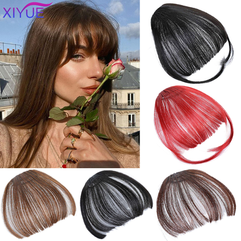 XIYUE-flequillo de aire puro, extensión de cabello sintético, Natural, negro, marrón claro, marrón oscuro, negro, fibra de alta temperatura ► Foto 1/6