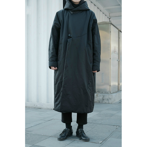 Yoji-Chaqueta de algodón con capucha para mujer, abrigo con corte Irregular y diseño de nicho oscuro, de longitud media, 2022 ► Foto 1/6