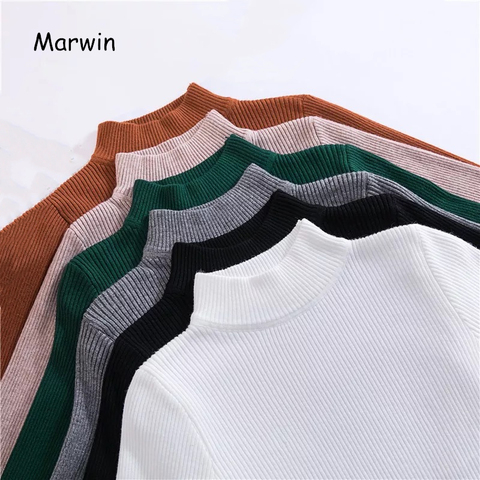 Marwin-jerseys de cuello alto para otoño e invierno, suéteres de imprimación, camisa de manga larga, Jersey ajustado, ajustadas coreanas ► Foto 1/6