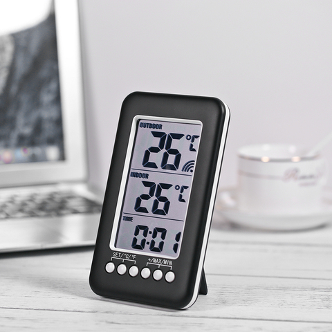 Termómetro Digital con función de reloj para interior y exterior, medidor de temperatura inalámbrico LCD, electrónico, estación meteorológica ► Foto 1/6
