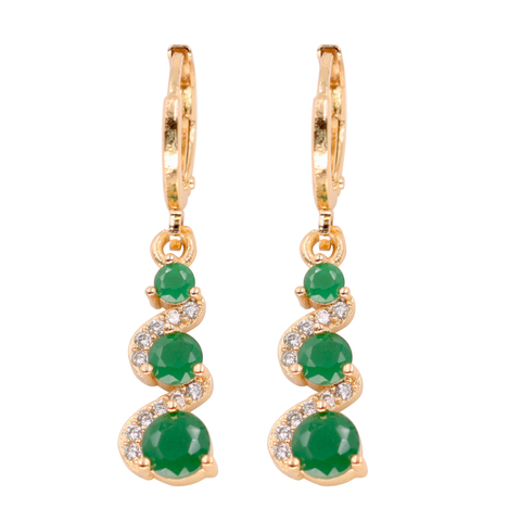 Pendientes colgantes de lujo para mujer, aretes de Color dorado con arcoíris, rojo, verde, circón, joyería de moda para fiesta, regalo de boda ► Foto 1/6