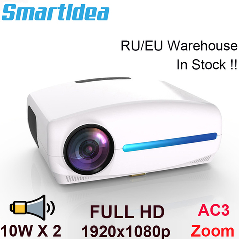 Smartldea 1080P 4K HD Proyector Android 9,0 opcional contra salpicaduras y bandeja para viruta, lámina de acero 1920mm para resolución de 1080P 6500lumen LED Proyector de Teatro en Casa 3D Beamer ► Foto 1/6