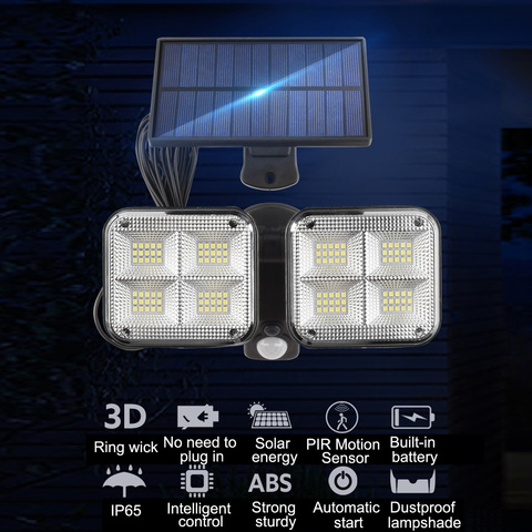 T-amanecer 120LED Super brillo Solar luces IP65 impermeable PIR Sensor de movimiento al aire libre de la lámpara Solar ajustable ángulo de iluminación de pared ► Foto 1/6