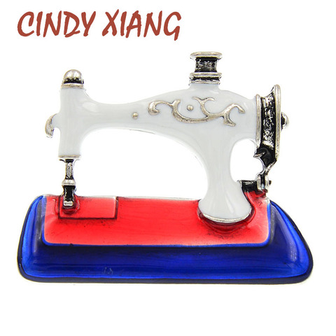 CINDY XIANG-broche de la máquina de coser de esmalte Vintage para mujer, broches de moda de aleación para mujer, pines de colores blanco y negro, regalos 2022 ► Foto 1/6