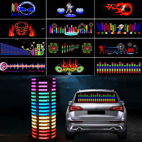 Pegatina de coche, lámpara de destello de luz LED rítmico musical, parabrisas trasero de coche, luz decorativa, ecualizador activado por sonido con caja de Control ► Foto 1/6