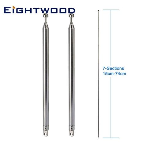 Eitwood-antena FM telescópica de 7 Secciones, 2 uds., de repuesto para Audio y vídeo recibidor AV, sintonizador de sistema de amplificador de potencia para el hogar ► Foto 1/6