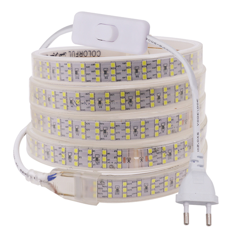 Tira de luces LED SMD 2835, impermeable, 276 LEDs/m, tres filas de luces Led, LEDs 120/m cinta Flexible, tira de luces LED 220V, alta calidad ► Foto 1/6