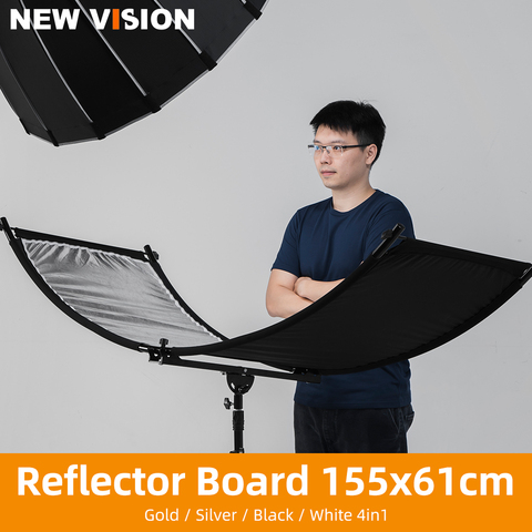 Reflector 4 en 1 tipo U de 155x61cm, Pantalla reflectante de luz para fotografía, plegable, plateado, negro, blanco y dorado ► Foto 1/6