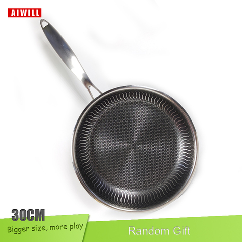 AIWILL-sartén antiadherente de inducción para el hogar, sartén de acero inoxidable 304 Compatible con Cocina, Restaurante, 30cm ► Foto 1/6